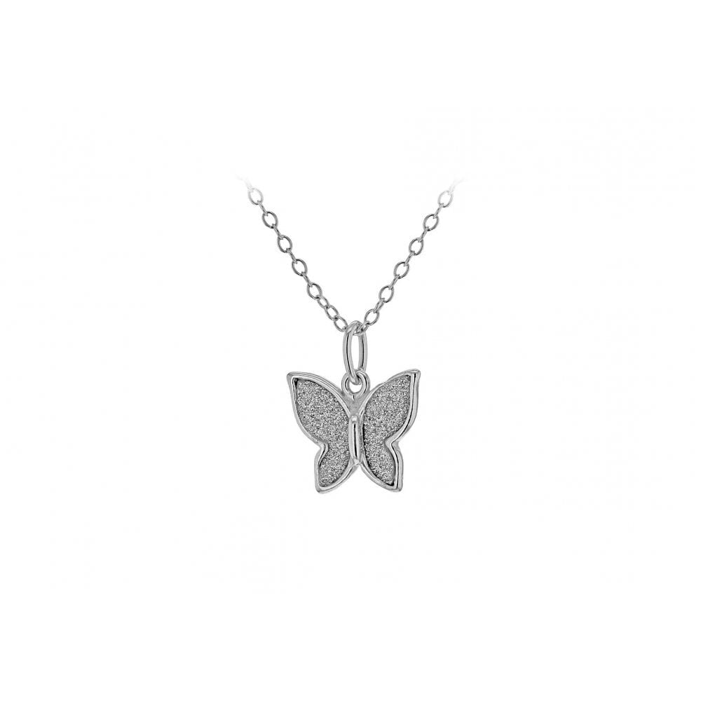 STERLING SILVER STARDUST BUTTERFLY NECKLACE WITH RHODIUM FINISH
