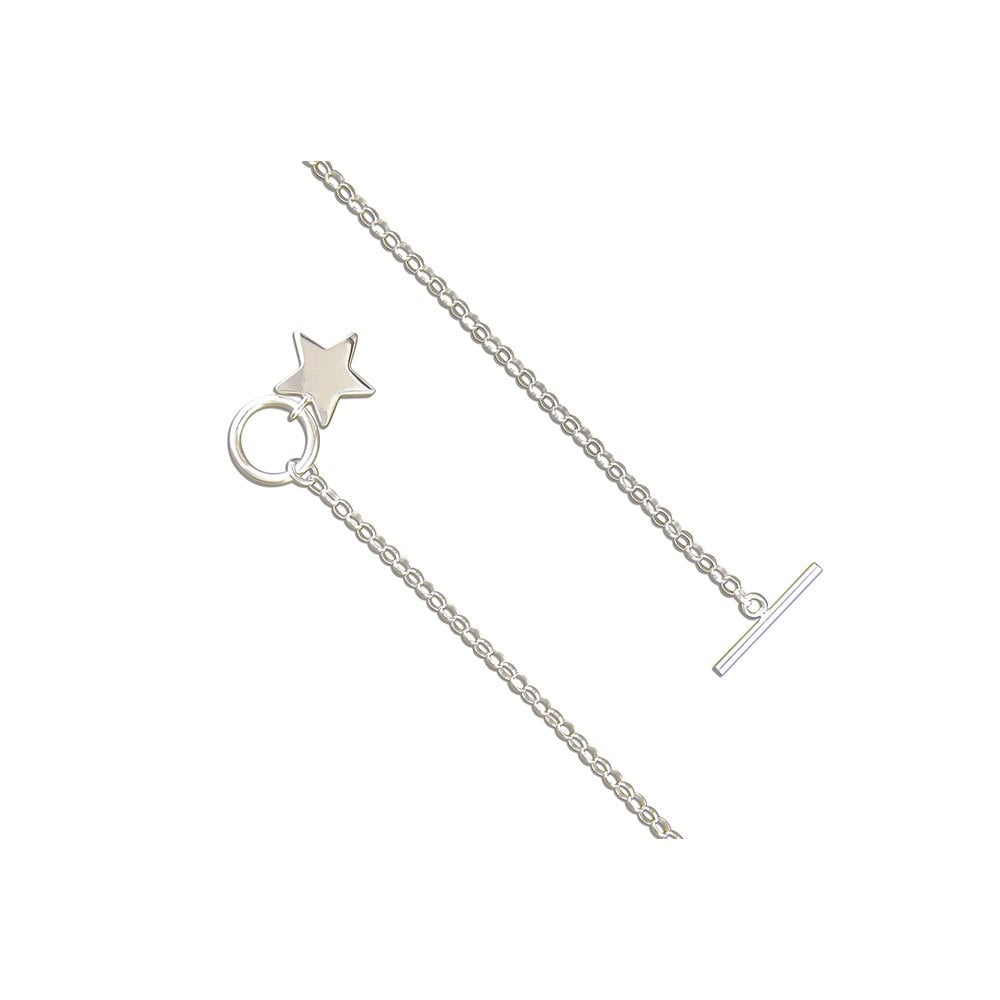 STERLING SILVER T-BAR & MINI STAR NECKLACE