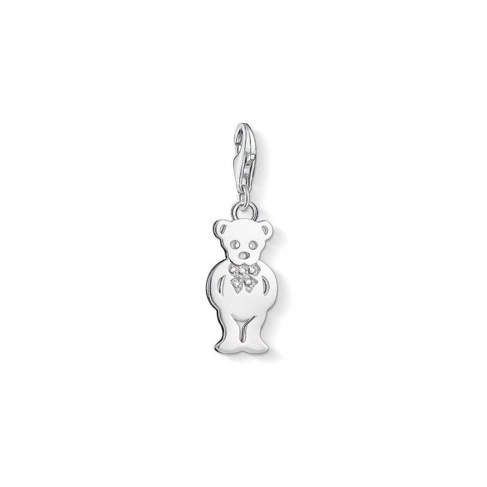 STERLING SILVER TEDDY BEAR DIAMOND CHARM