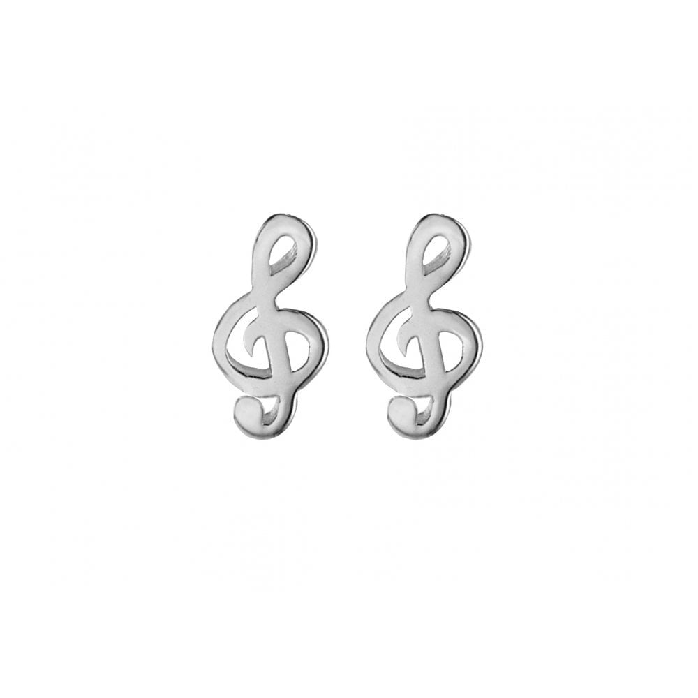 STERLING SILVER TREBLE CLEF STUD EARRINGS