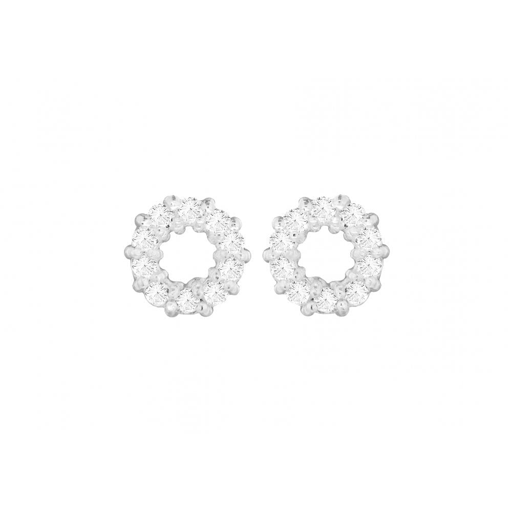 STERLING SILVER WHITE CZ HALO STUD EARRINGS
