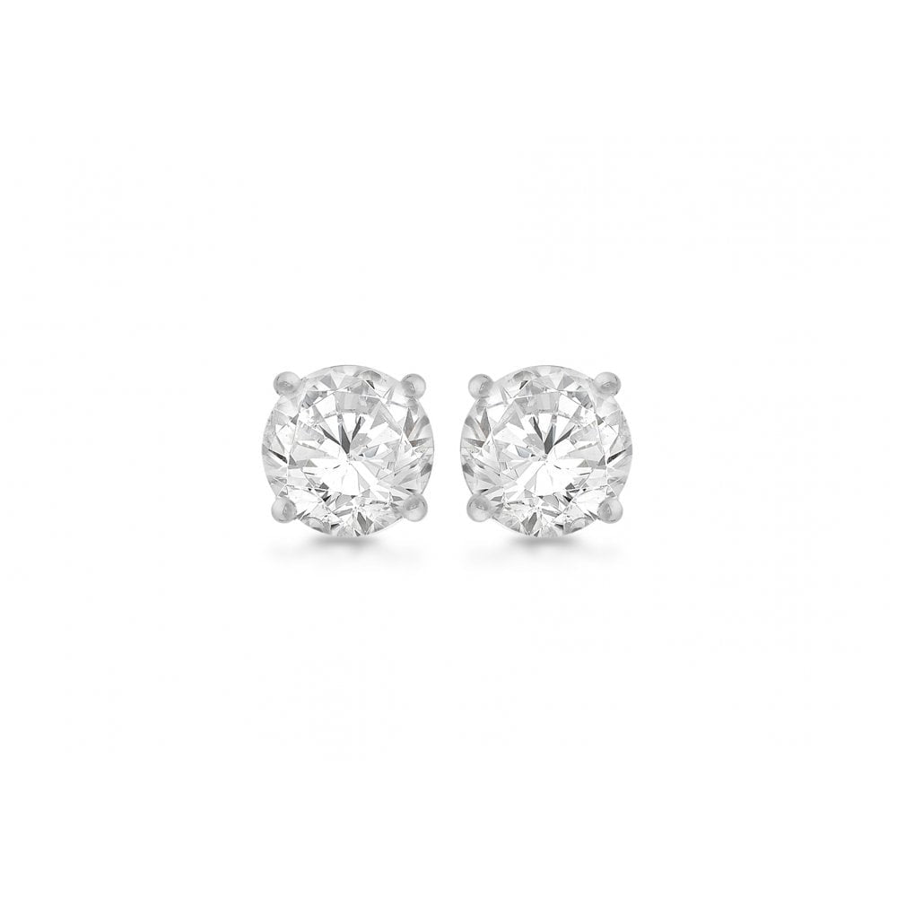 STERLING SILVER WHITE CZ STUD EARRINGS