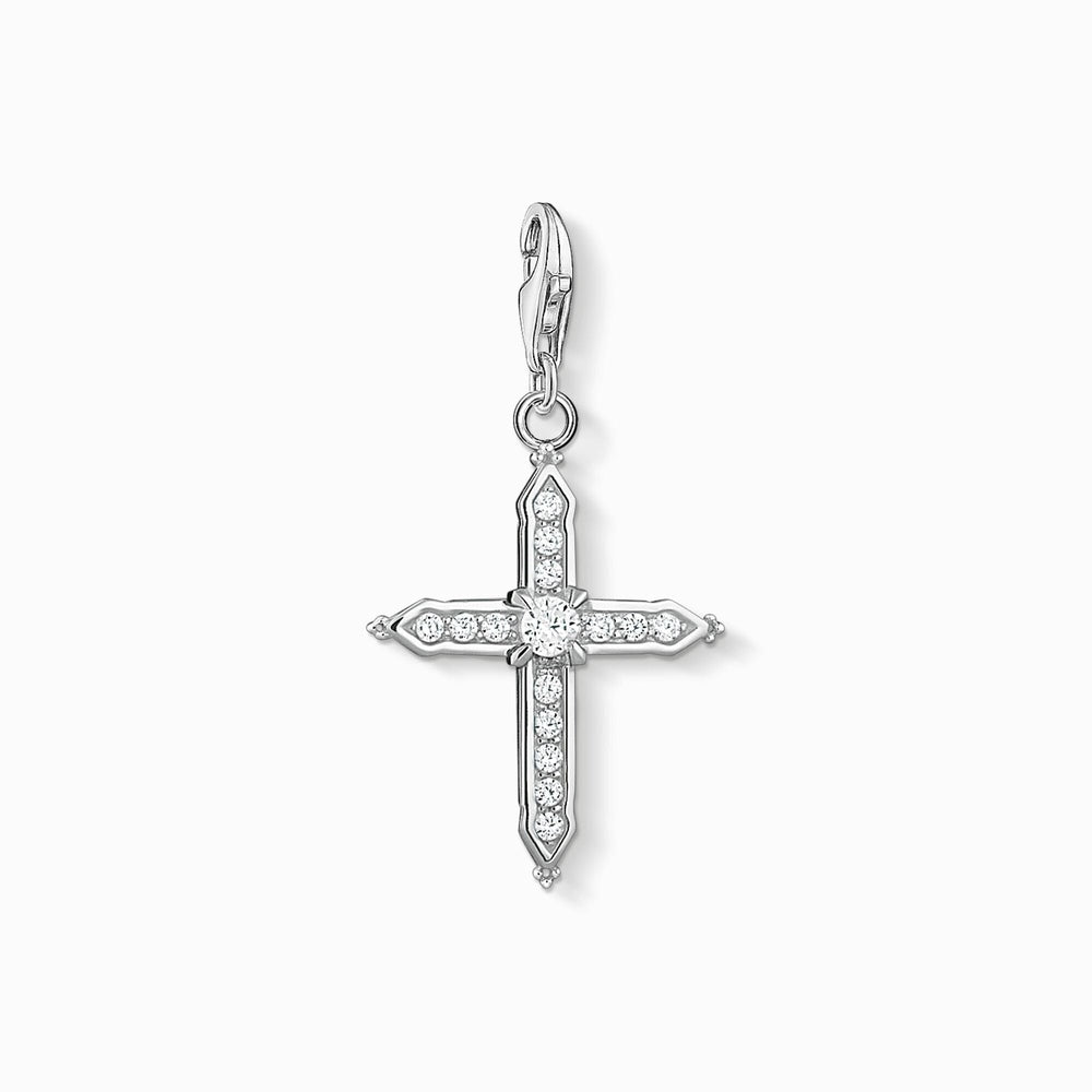 STERLING SILVER ZIRCONIA CROSS CHARM PENDANT