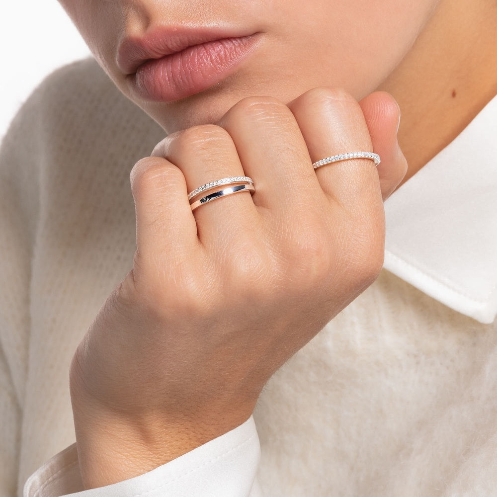 STERLING SILVER ZIRCONIA ETERNITY PAVE RING