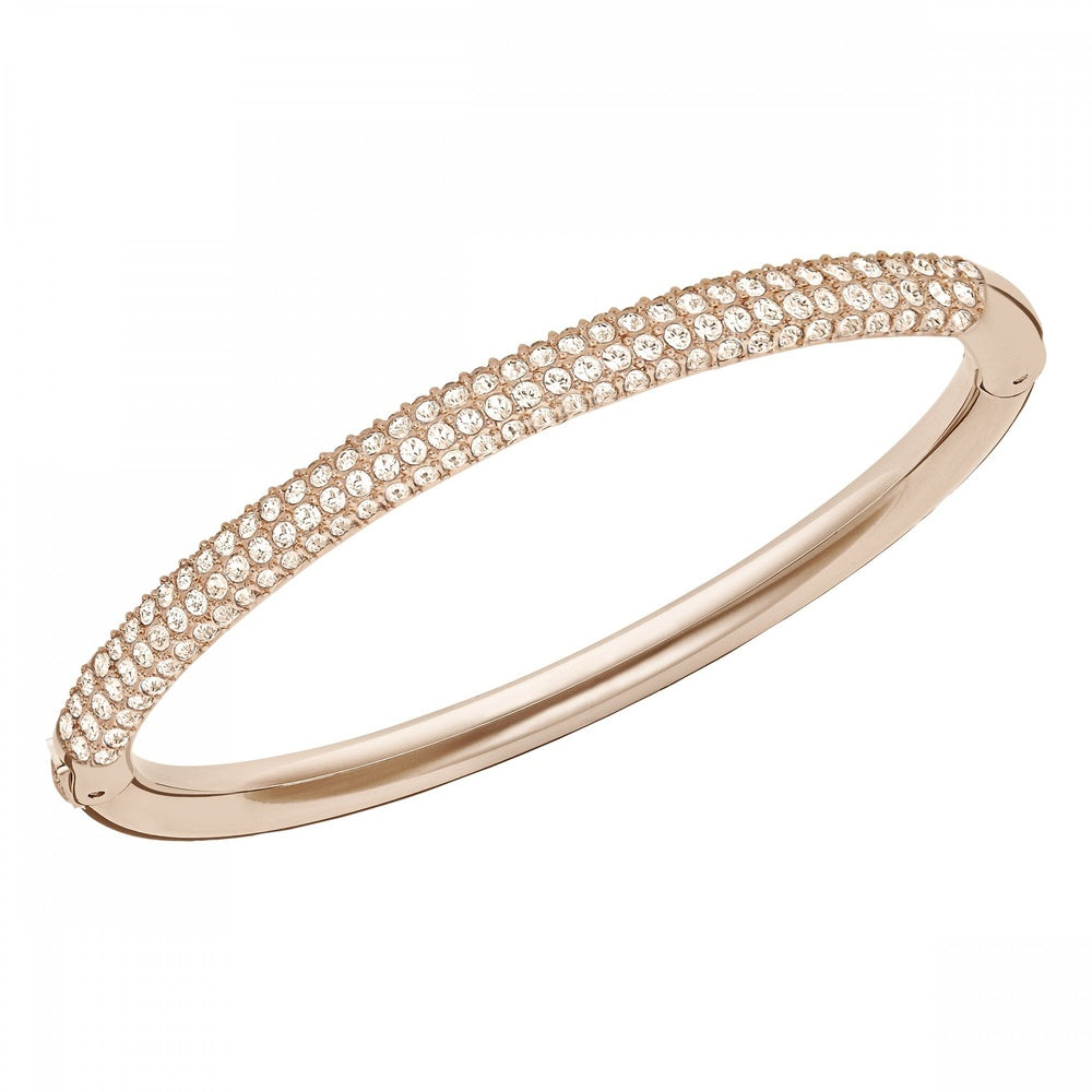 STONE BANGLE, WHITE SWAROVSKI CRYSTAL, ROSE-GOLD TONE PLATED