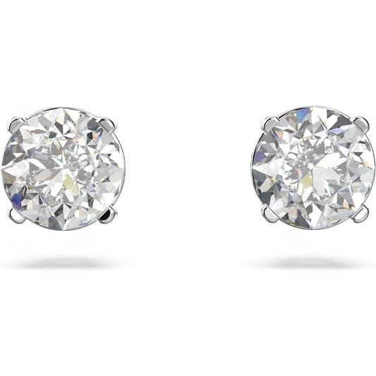 SWAROVSKI ATTRACT ROUND CUT WHITE RHODIUM PLATED STUD EARRINGS