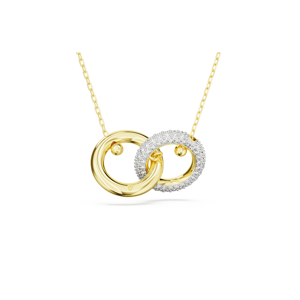 SWAROVSKI DEXTERA INTERLOCKING LOOP WHITE GOLD-TONE PLATED PENDANT