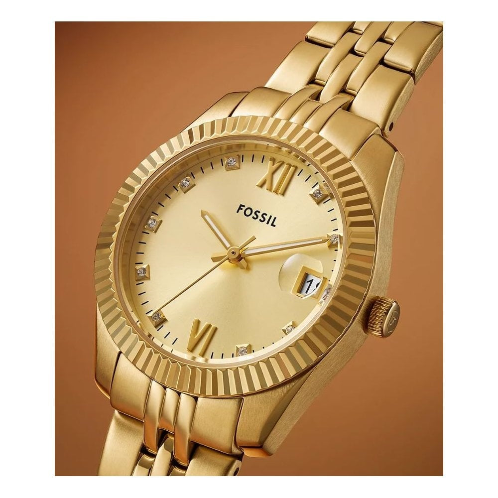 Scarlette Three-Hand, Date, Gold-Toned Ladies Stainless Steel Watch