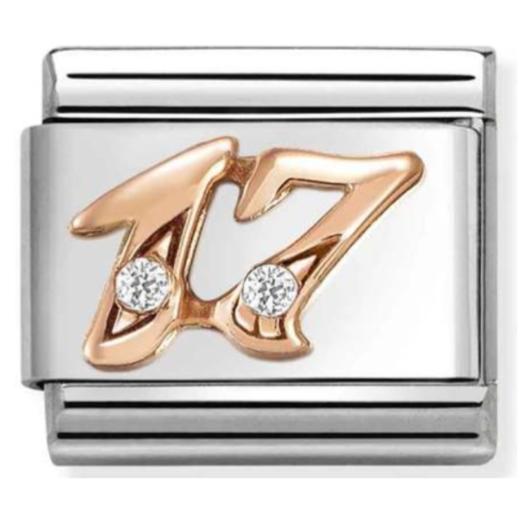 Rosegold No.17 CZ Nomination Charm