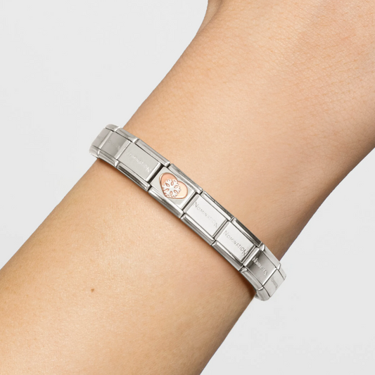 Rosegold Snowflake in Heart Nomination Charm