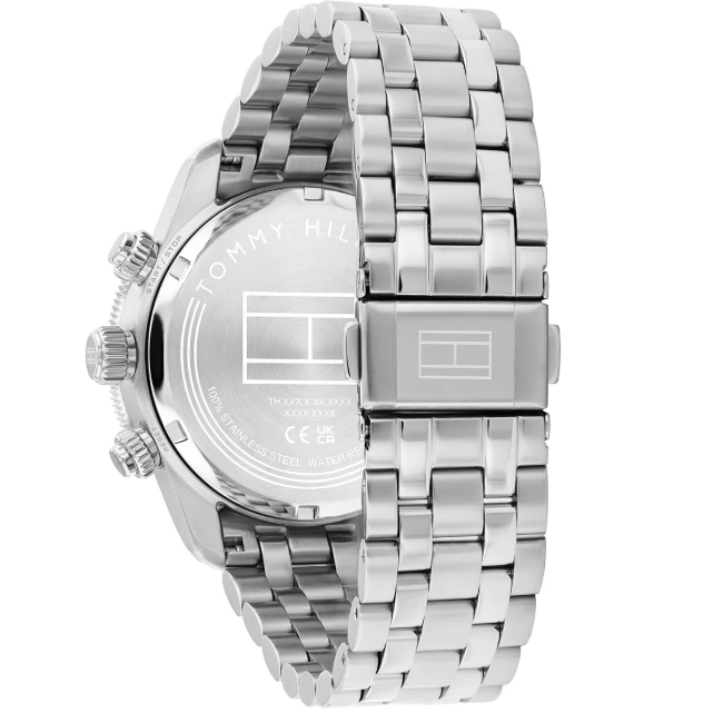 TOMMY HILFIGER GREY CHRONO DIAL GENTS STAINLESS STEEL WATCH