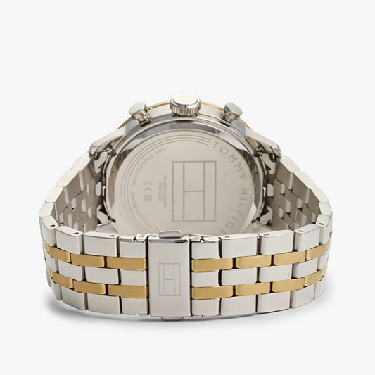 TOMMY HILFIGER GREEN CHRONO GENTS TWO-TONED STAINLESS STEEL WATCH