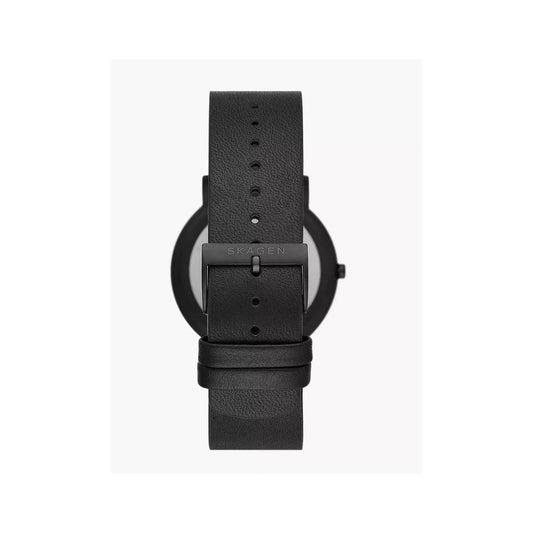 Signatur, Black Dial Three-Hand Black Leather Gents Watch