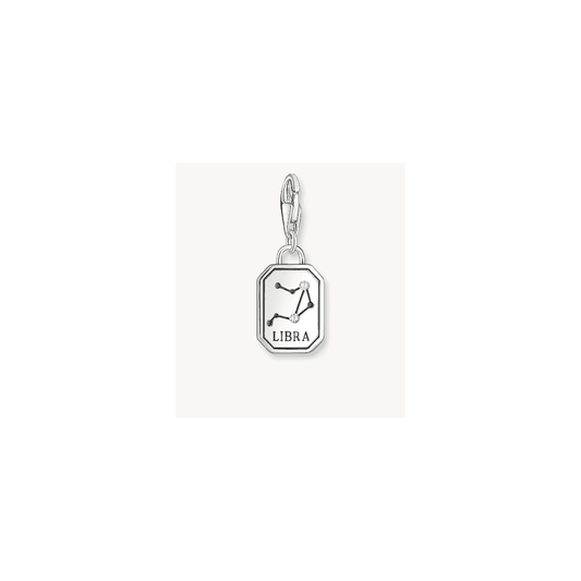 Silver charm pendant zodiac sign Libra with zirconia