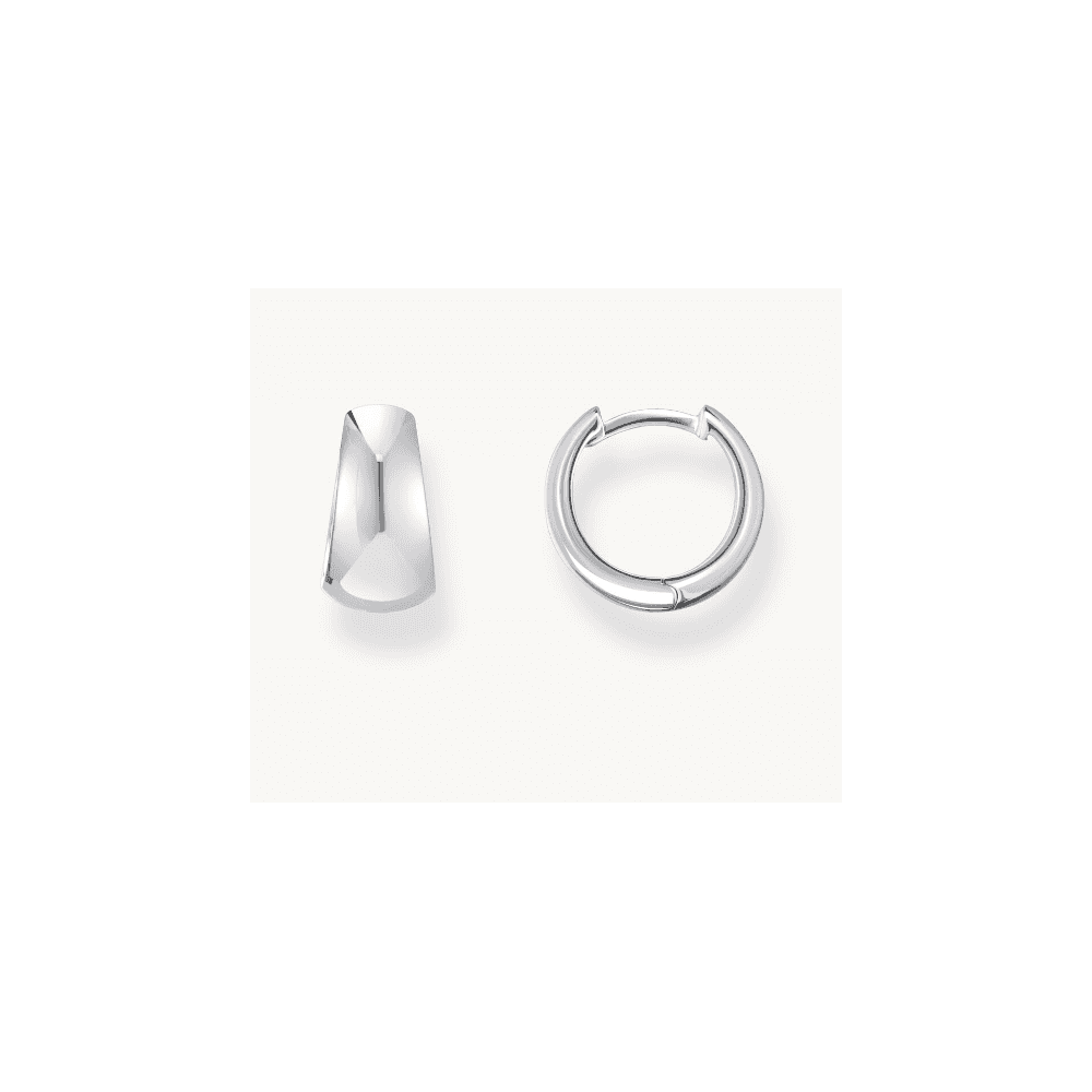 Silver classic hoop earrings in chunky, trapezoidal shape