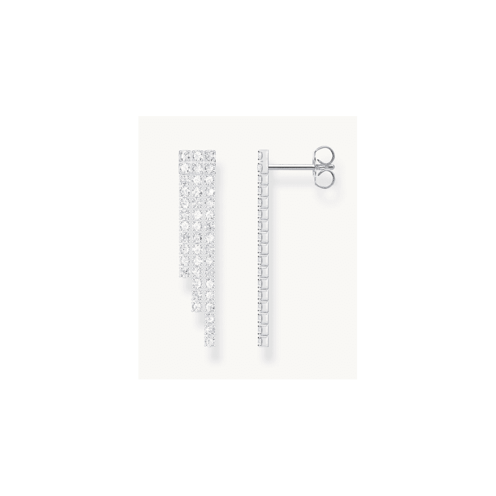 Silver earrings in waterfall design with white zirconia