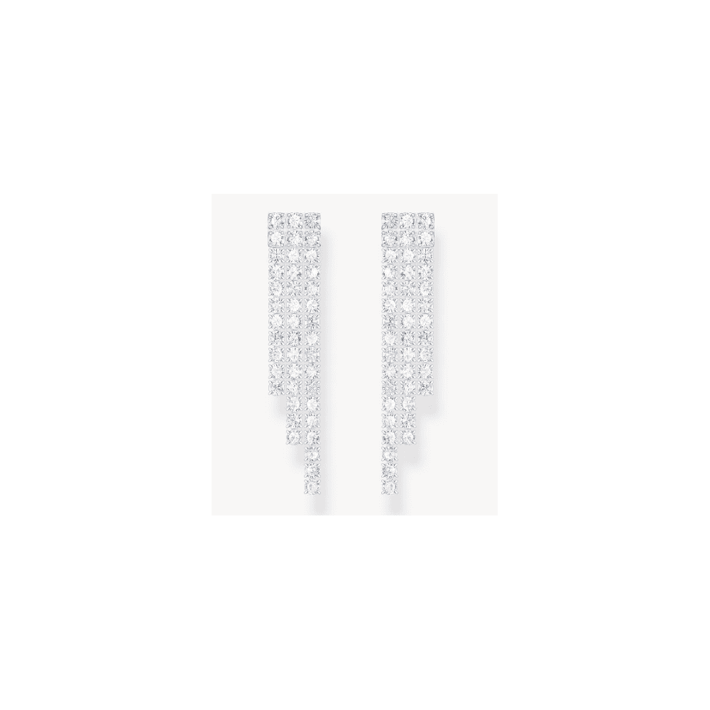 Silver earrings in waterfall design with white zirconia