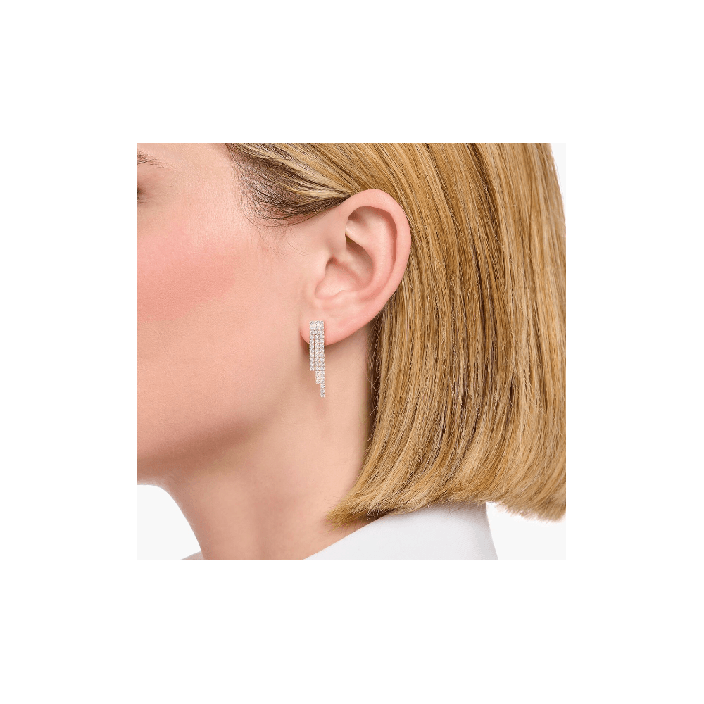 Silver earrings in waterfall design with white zirconia