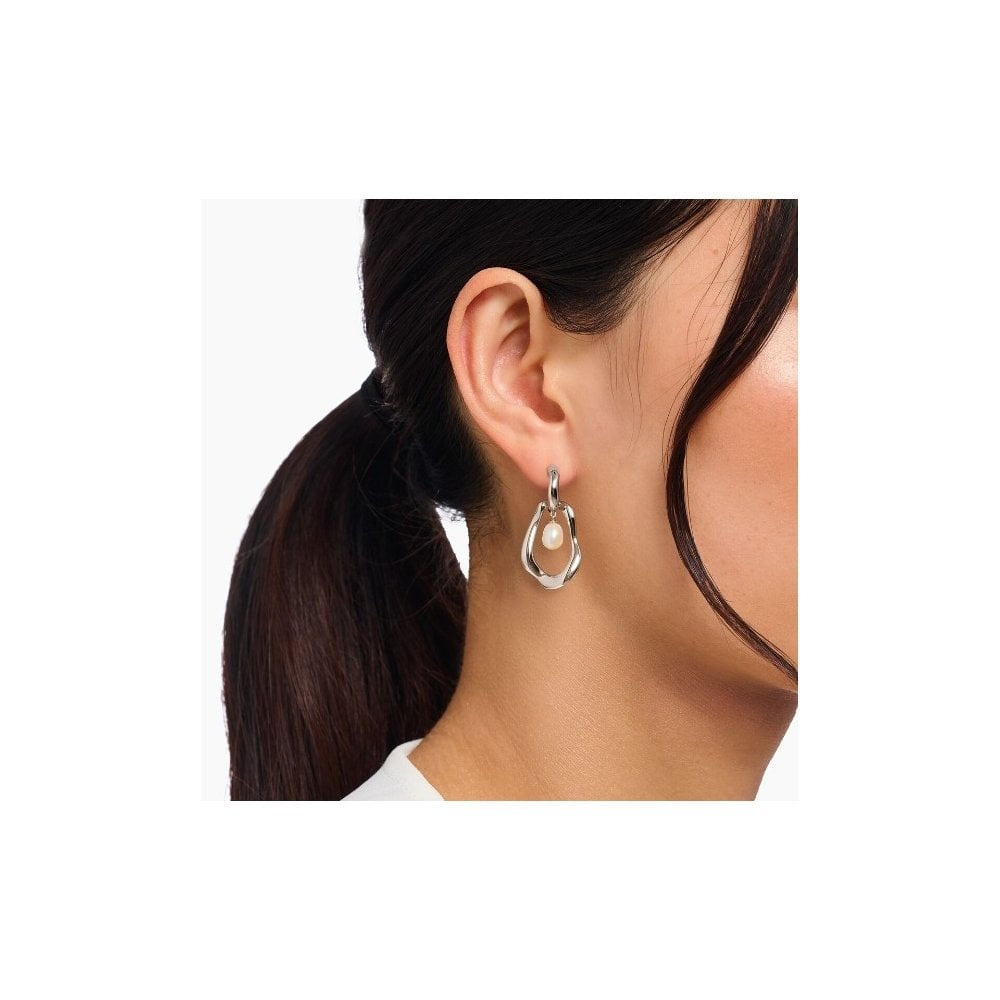 Silver hoop earrings with freshwater pearls Natural Beauty