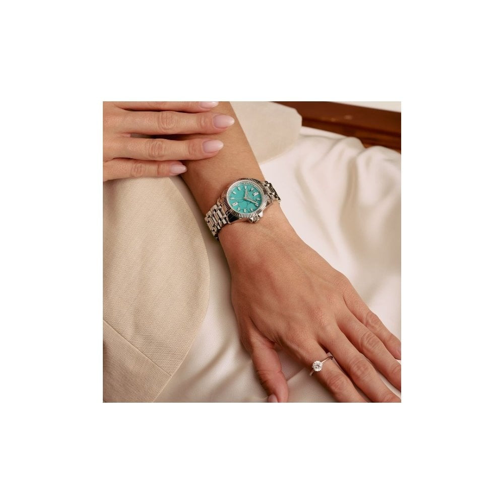 Silver ladies' watch Divine Jewellery Stone with imitation turquoise