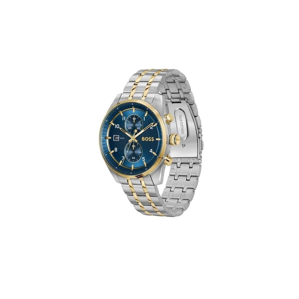 Skytraveller, Blue Dial, Chronograph, Two-Toned, Gents Stainless Steel Watch