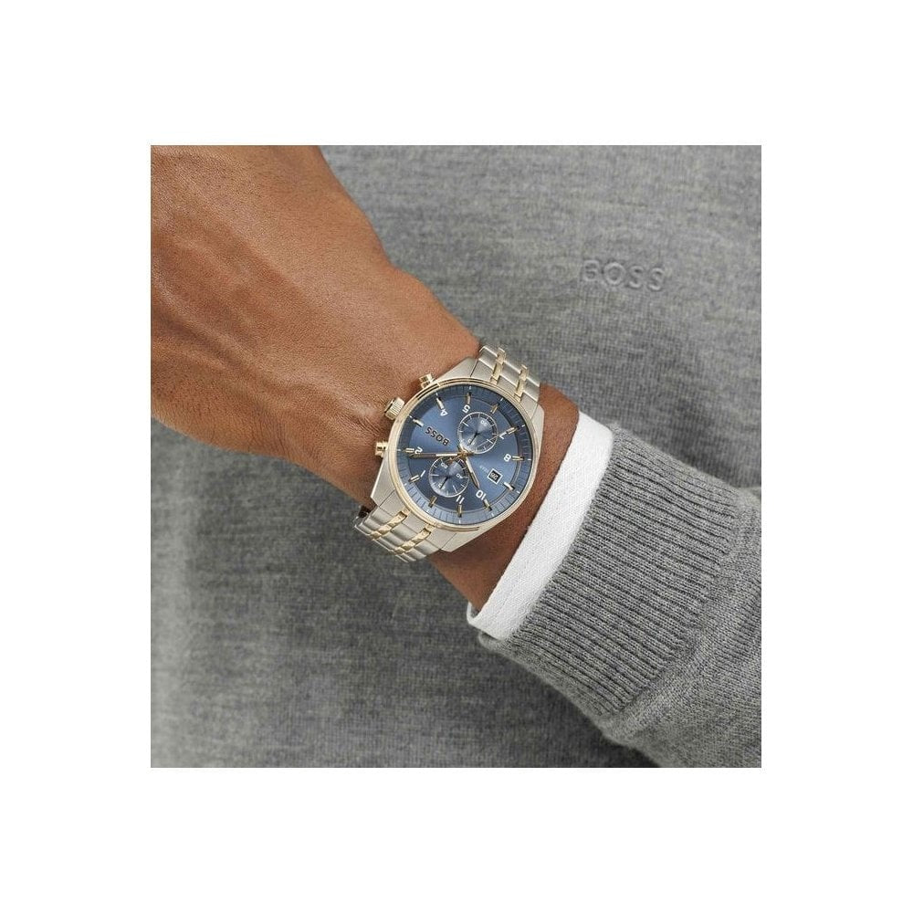 Skytraveller, Blue Dial, Chronograph, Two-Toned, Gents Stainless Steel Watch