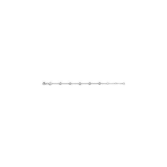 Sterling Silver Bracelet with Round Cubic Zirconia Stones