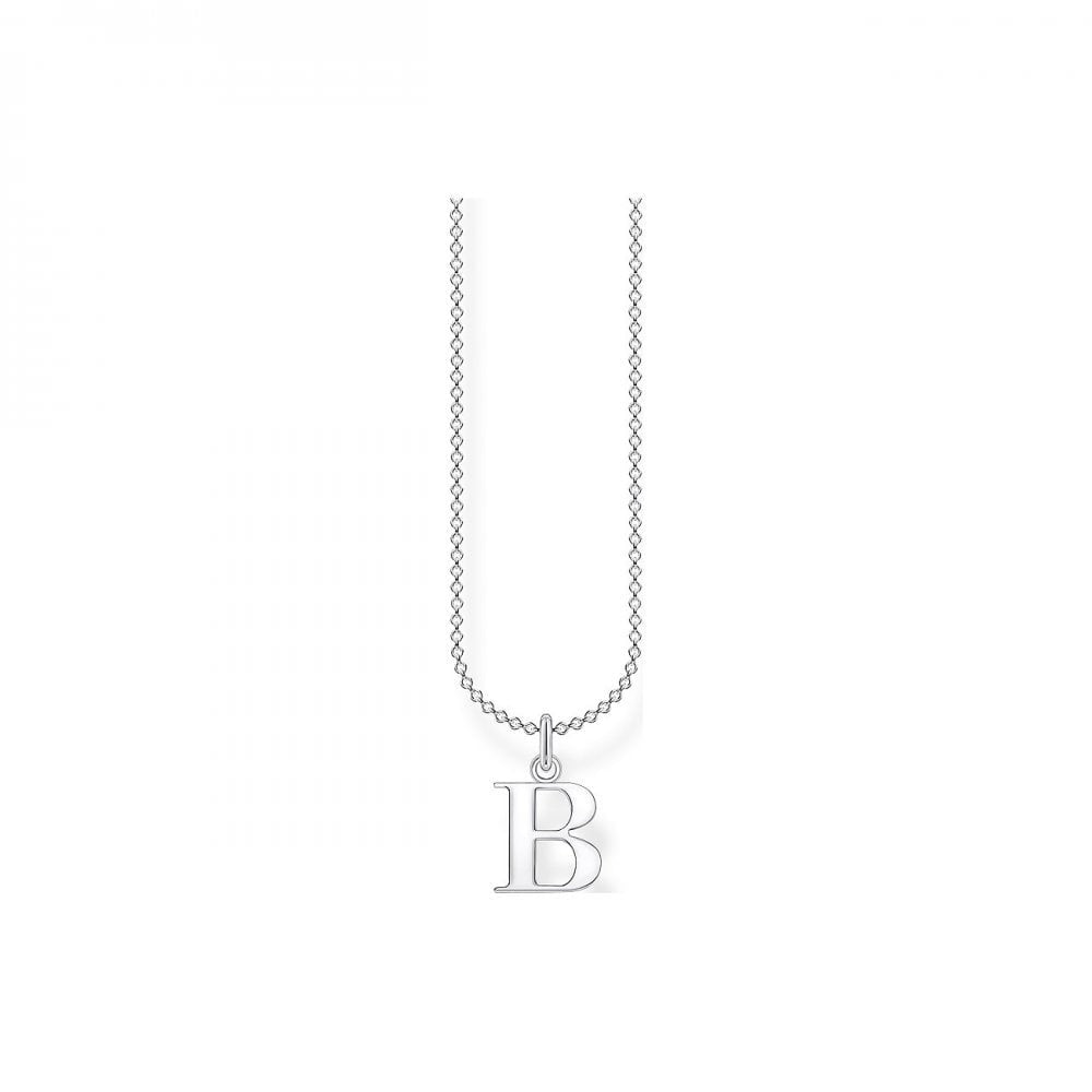 Sterling Silver Chain with Charm Pendant Letter B