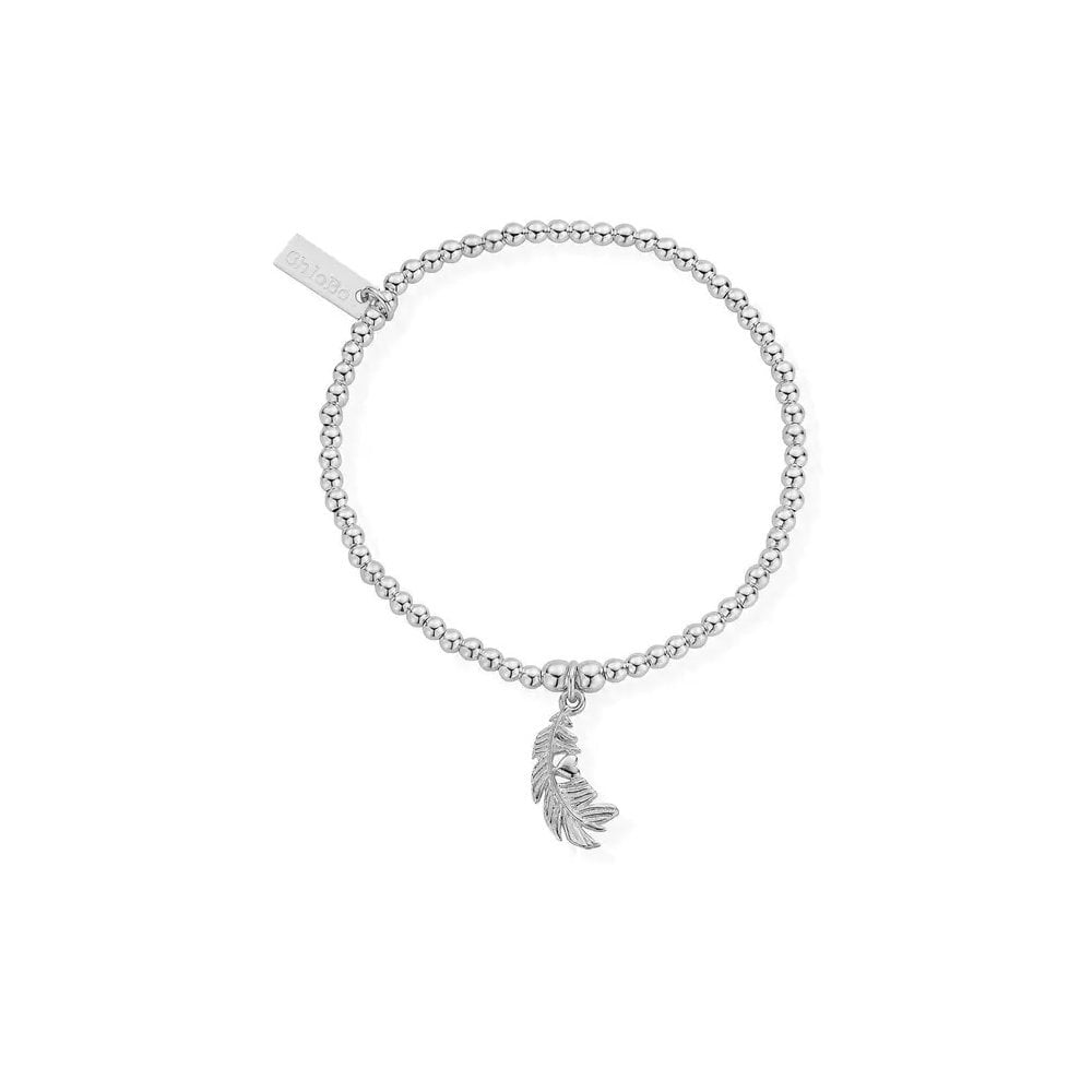 Sterling Silver Cute Charm Heart in Feather Bracelet