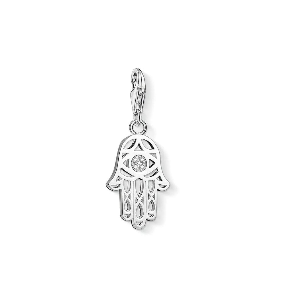 Sterling Silver Diamond Hand of Fatima Charm