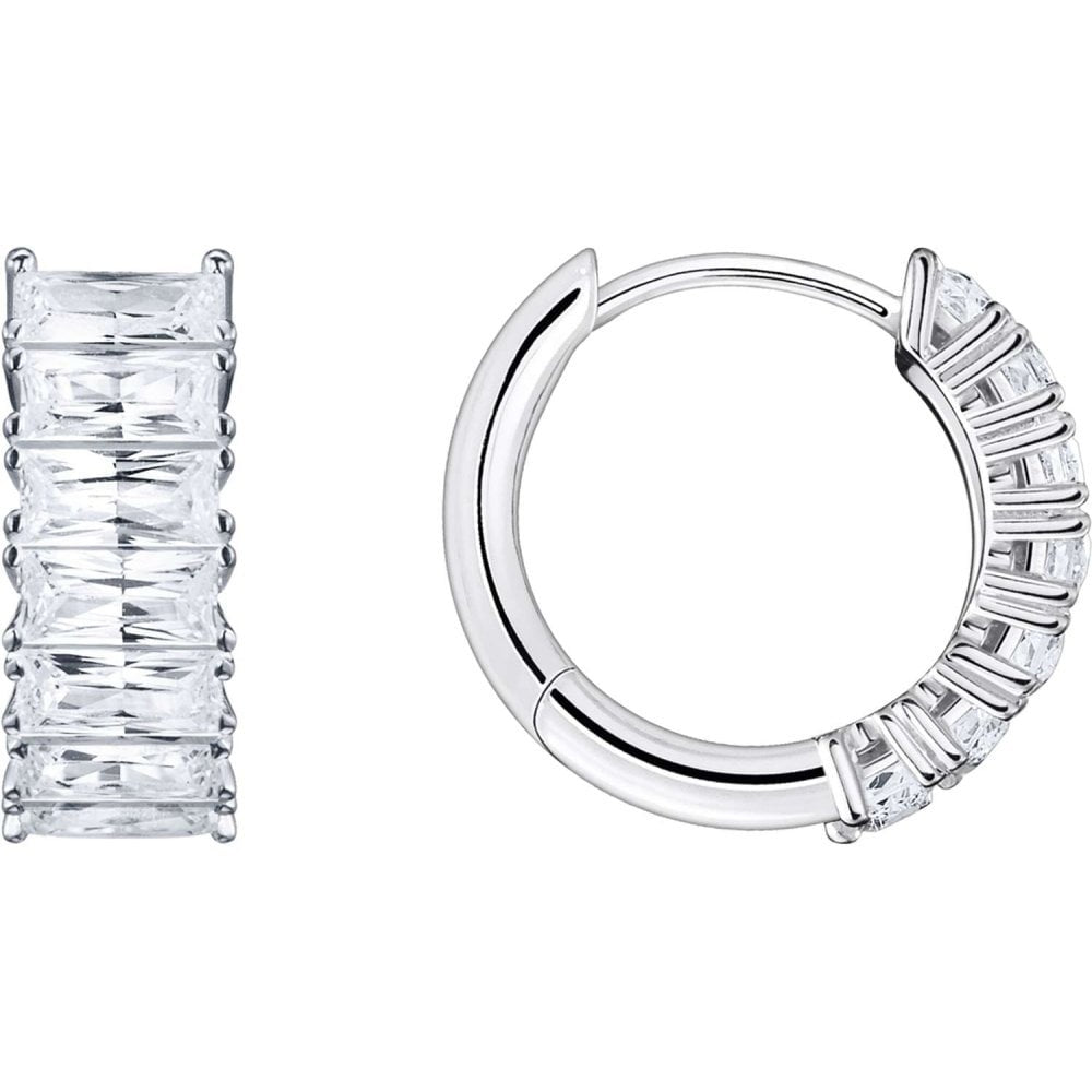 Sterling Silver Hoop Earrings with Cubic Zirconia