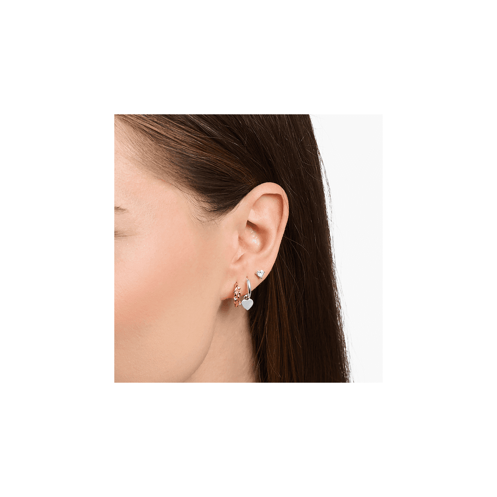 Sterling Silver Hoop Earrings with Heart Charm