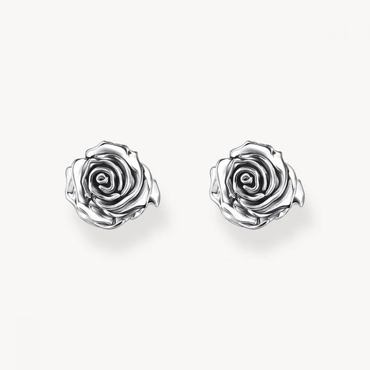 Sterling Silver Midnight Rose Ear Studs