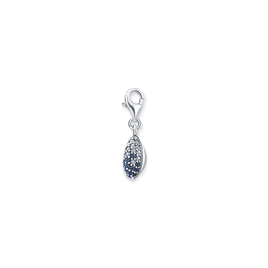 Sterling Silver Shell Charm with Blue Stones