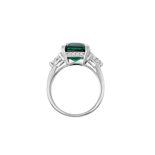 Stilla Attract ring, Octagon cut, Green, Rhodium plated