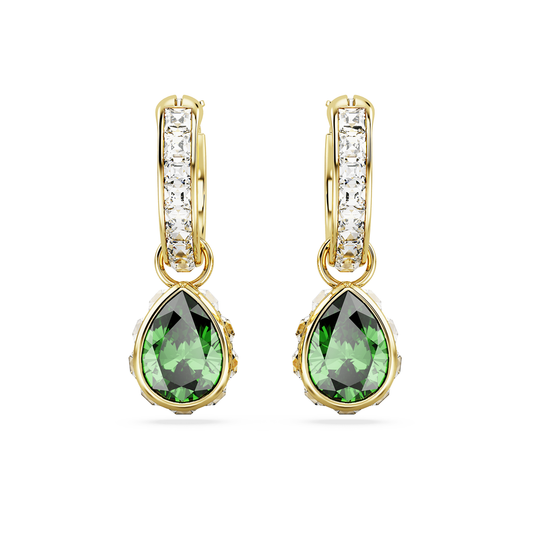 Stilla drop earrings Pear cut, Green, Gold-tone plated