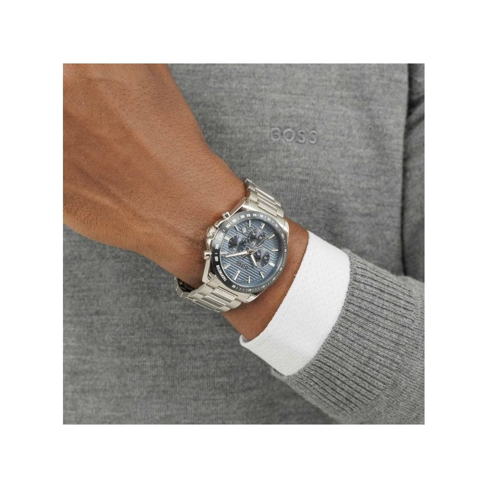 Strike, Blue Dial, Chronograph, Gents Stainless Steel Watch