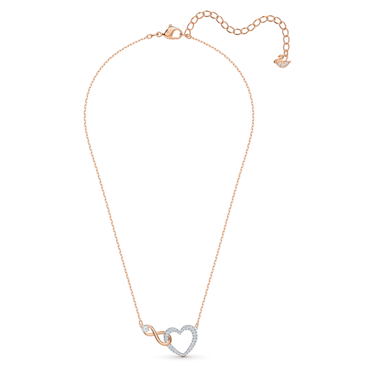 Swarovski Infinity set, Infinity and heart, White, Mixed metal finish