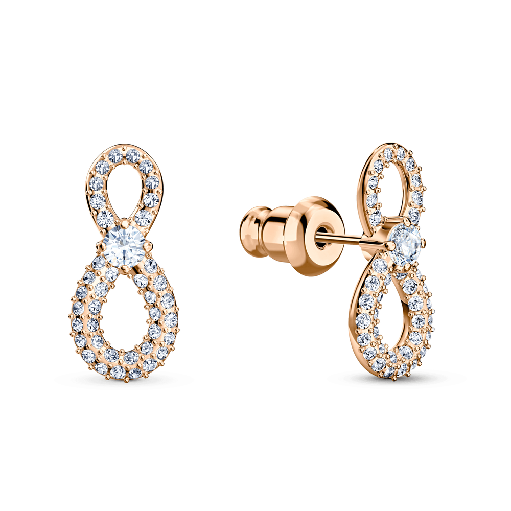 Swarovski Infinity set, Infinity and heart, White, Mixed metal finish