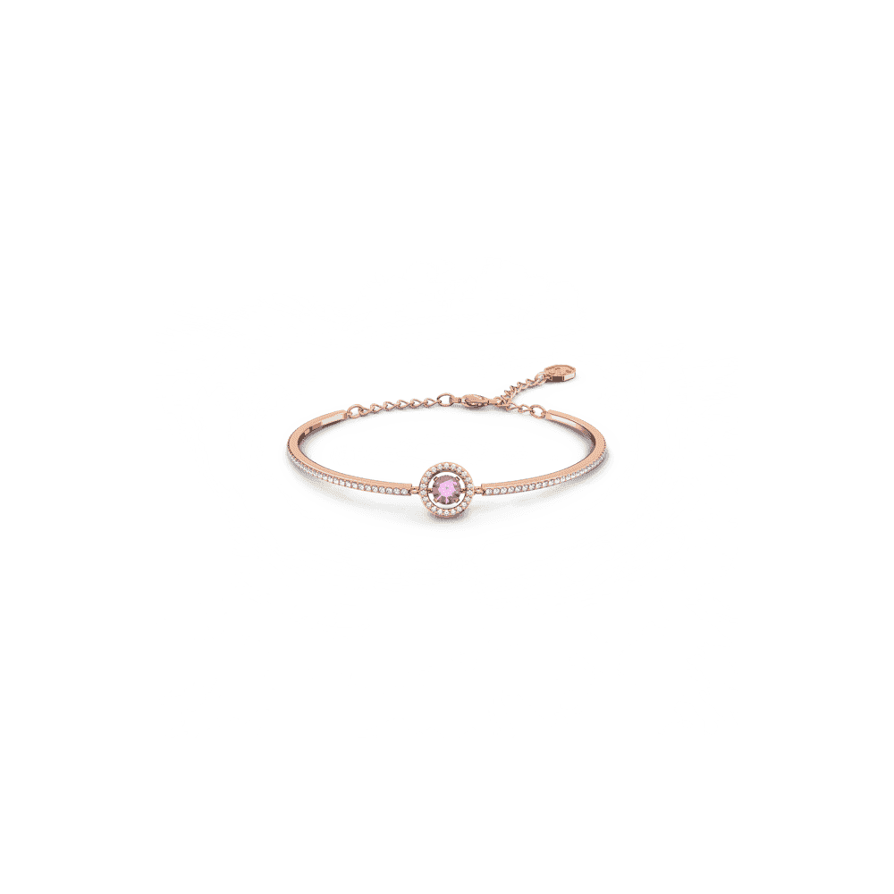 Swarovski Sparkling Dance bangle, Round cut, Purple, Rose gold-tone plated