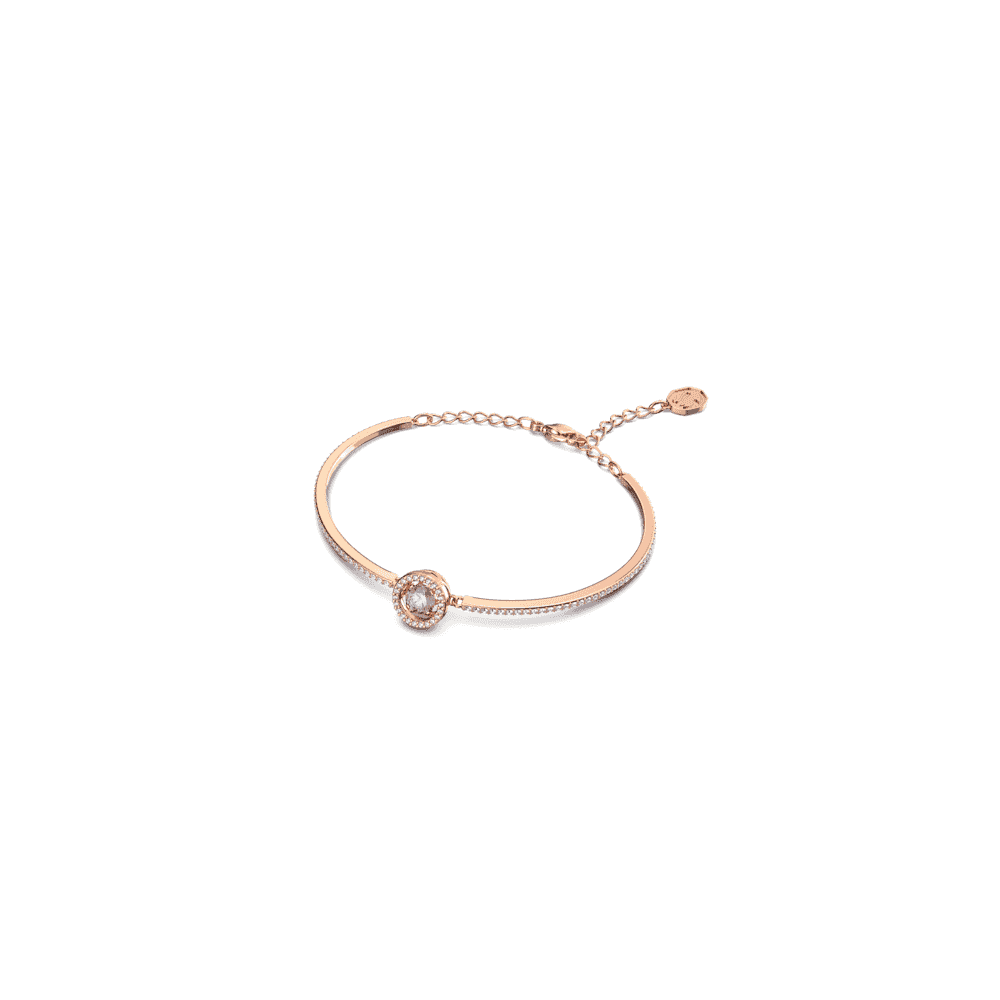 Swarovski Sparkling Dance bangle, Round cut, Purple, Rose gold-tone plated