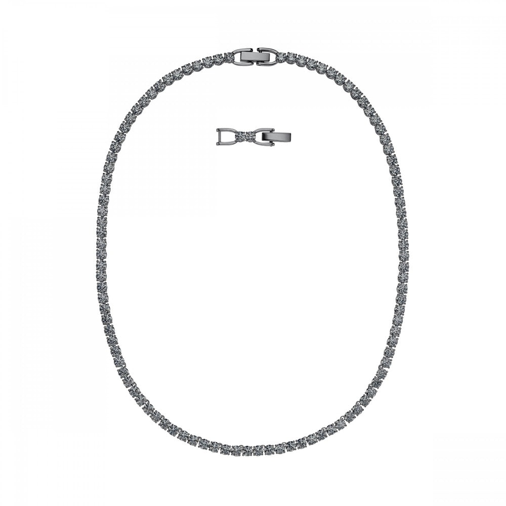 TENNIS DELUXE NECKLACE, BLACK SWAROVSKI CRYSTALS, RUTHENIUM PLATED