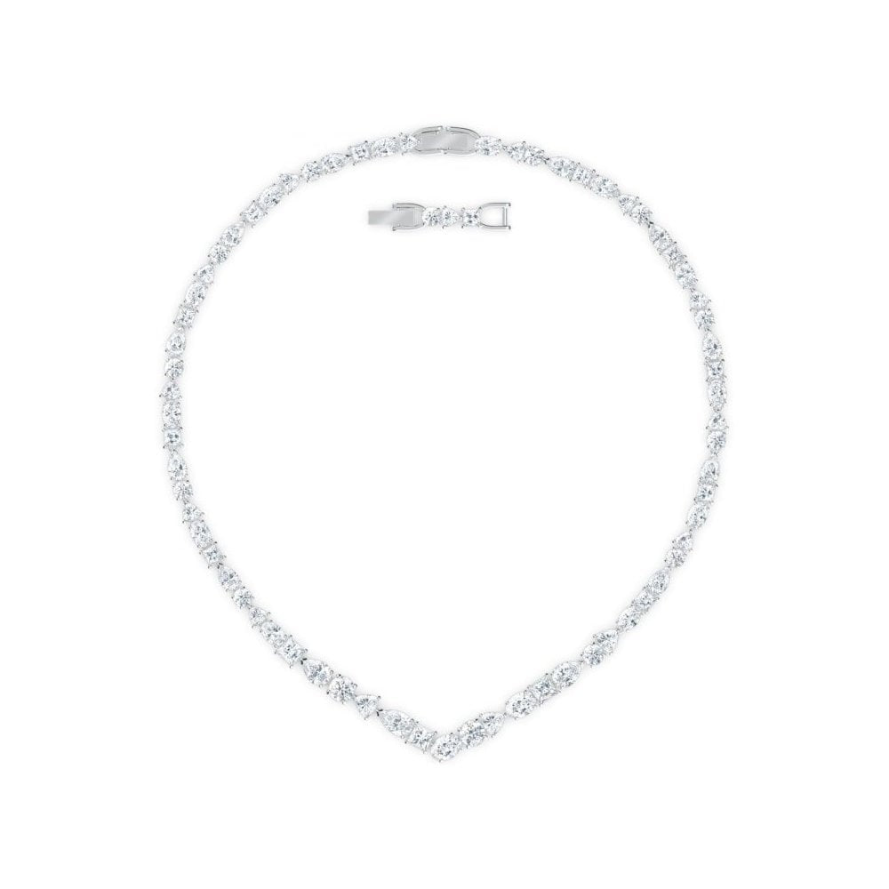 TENNIS DELUXE RHODIUM FINISHED CRYSTALS NECKLACE & EARRING SET