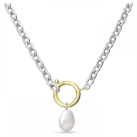 THE ELEMENTS SILVER NECKLACE WITH BLUE, CRYSTAL & PEARL CHARMS
