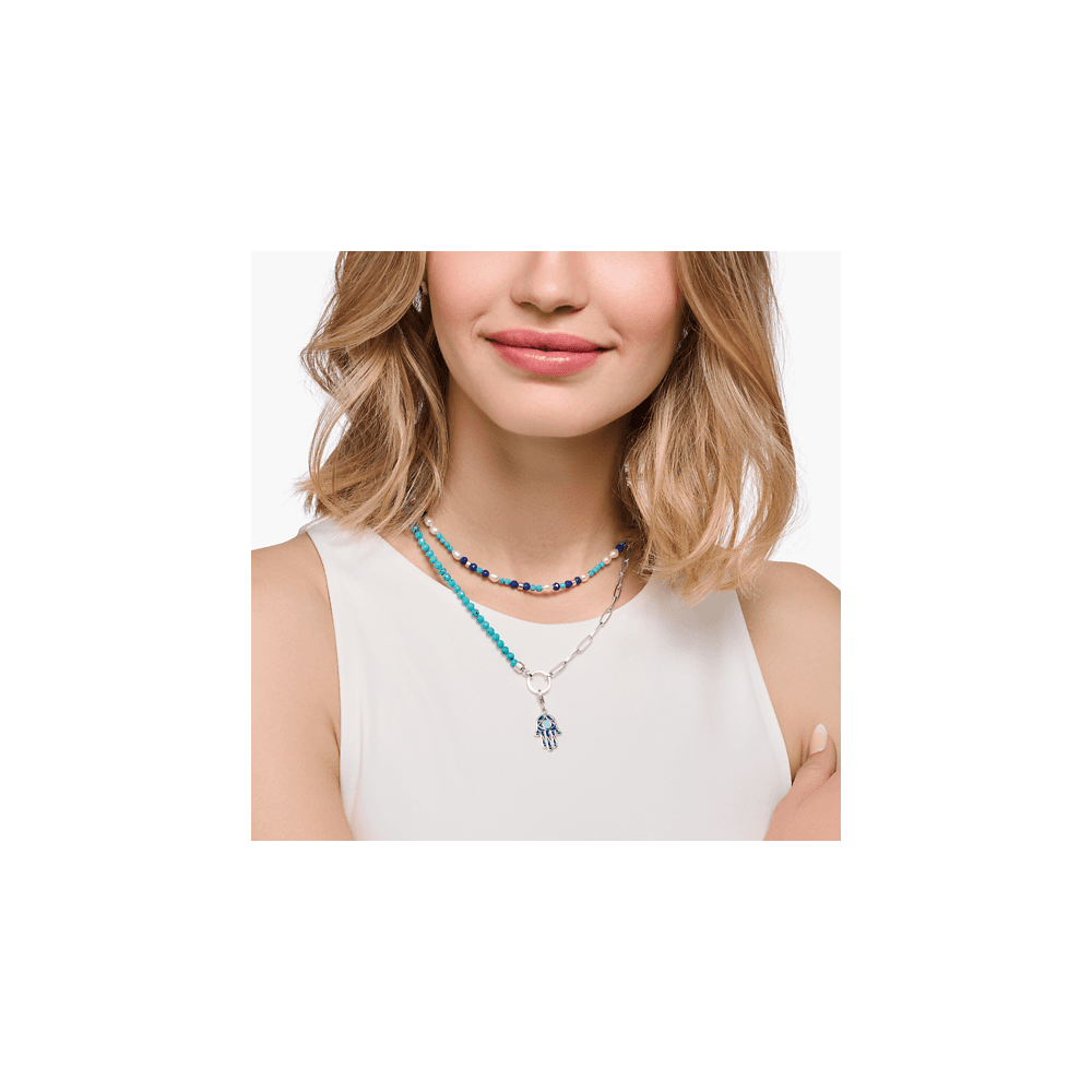 THOMAS SABO STERLING SILVER NECKLACE WITH TURQUOISE BEADS
