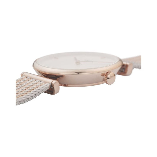 TRIOMPHE 2 TONE ROSE GOLD & STAINLESS STEEL MESH BRACELET WATCH WITH WHITE DIAL