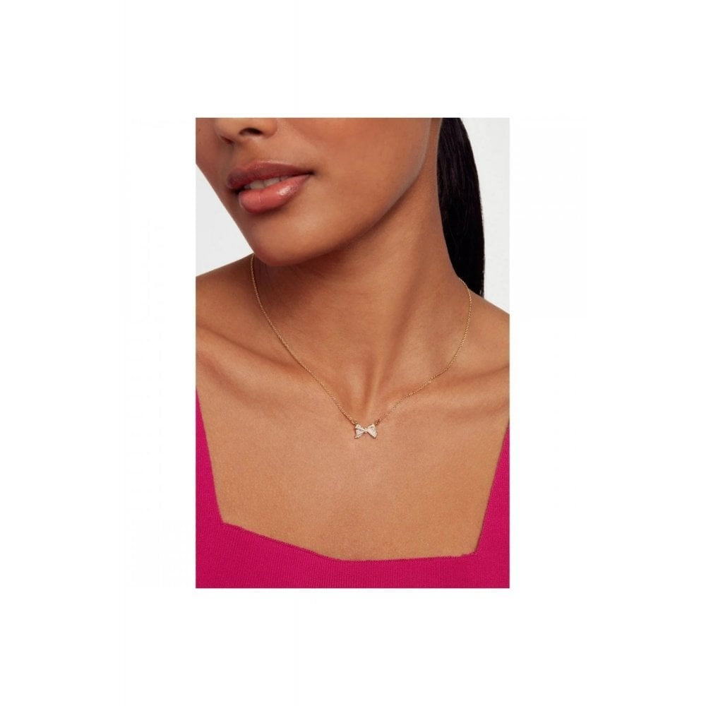 Ted Baker Barsie Gold Tone, Clear Crystal Bow Pendant