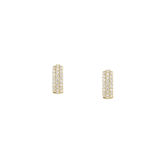 Tesori Huggie earrings 925 silver white cz with 18k gold plating
