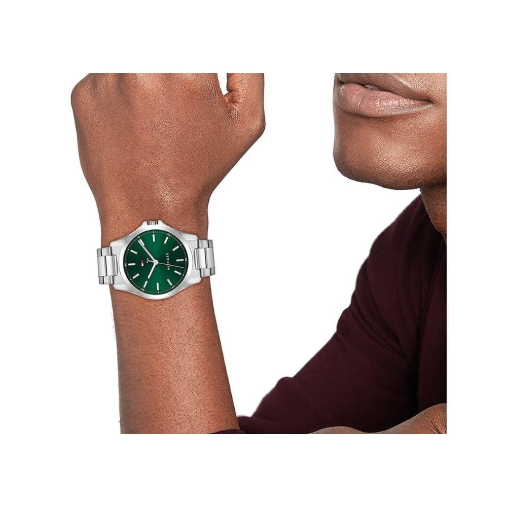 Tommy Hilfiger 43mm Green Dial Stainless Steel Bracelet Watch