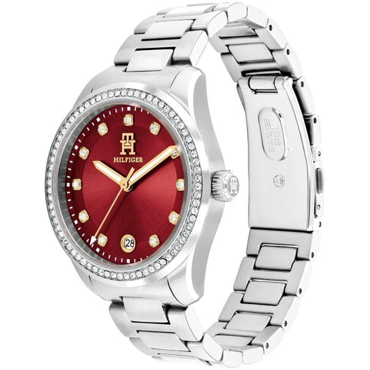 Tommy Hilfiger Cherry Red Dial Ladies Stainless Steel Watch